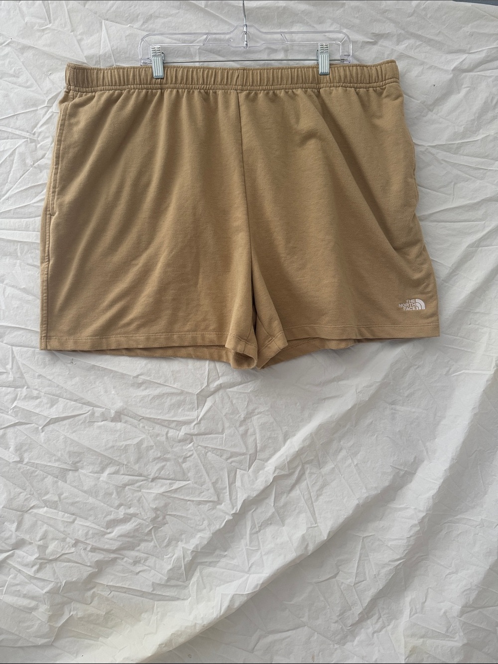 The North Face Men's Tan Sweat Shorts with Elastic Waist